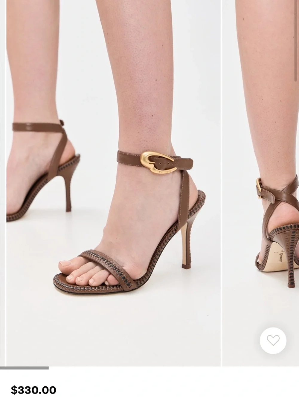 NEW Larroudé Verona stiletto sandals in a burnt umber leather size 7.5